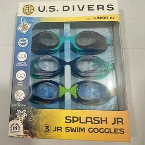 U.S. Divers Splash Jr Swim Goggles 3-Pack Anti-Fog Shatter Resistant Junior 6+